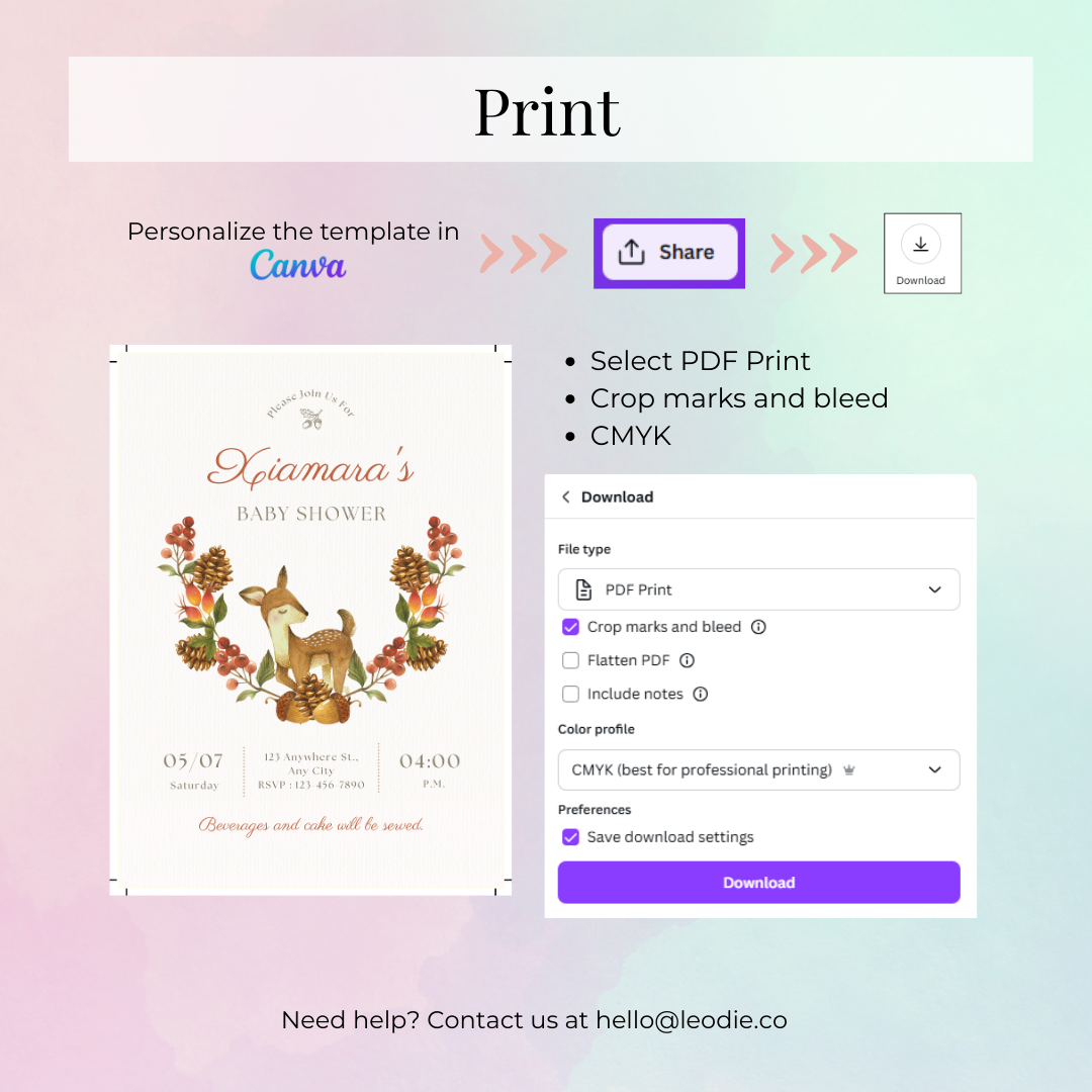Autumn Fawn Baby Shower Invitation Template