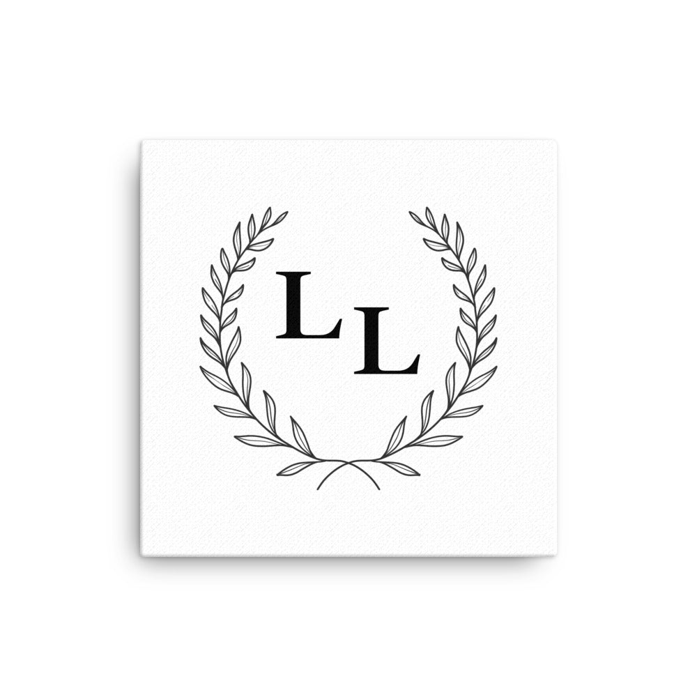 Leodie Laurel Double Letter Monogram Thin Canvas Wall Print
