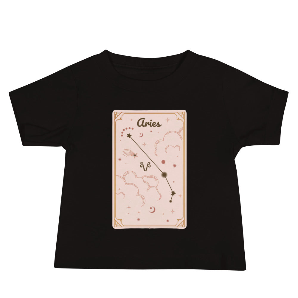 Leodie Aries Pink Constellation Card Baby Tee Black