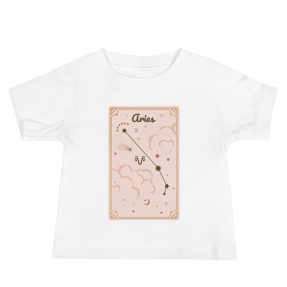 Leodie Aries Pink Constellation Card Baby Tee White