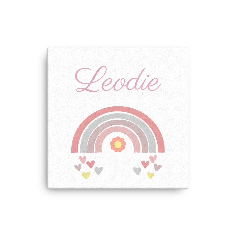 Leodie Hearts and Sun Rainbow Thin Canvas Wall Print Customizable 12x12