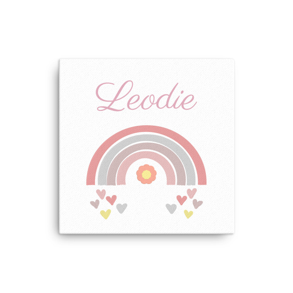 Leodie Hearts and Sun Rainbow Thin Canvas Wall Print Customizable 16x16