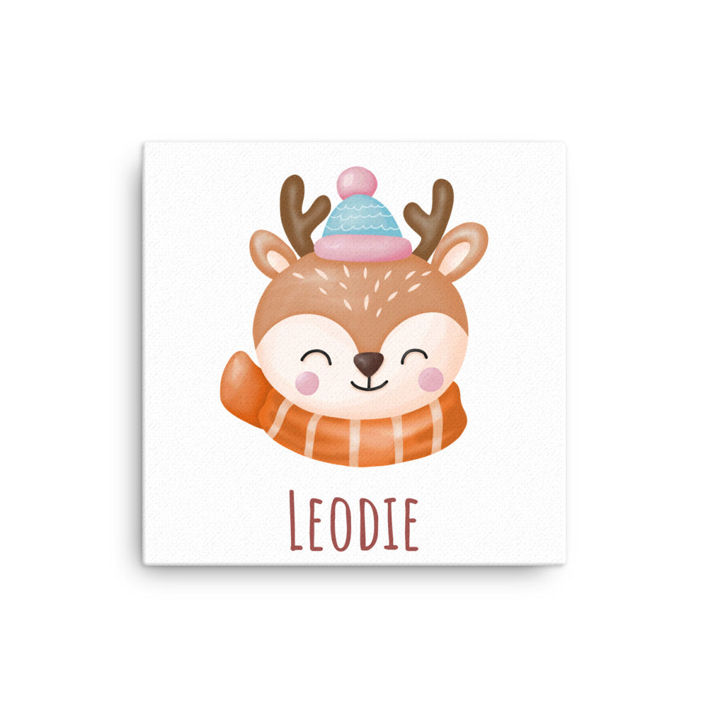 Leodie Winter Deer Thin Canvas Wall Print 12x12