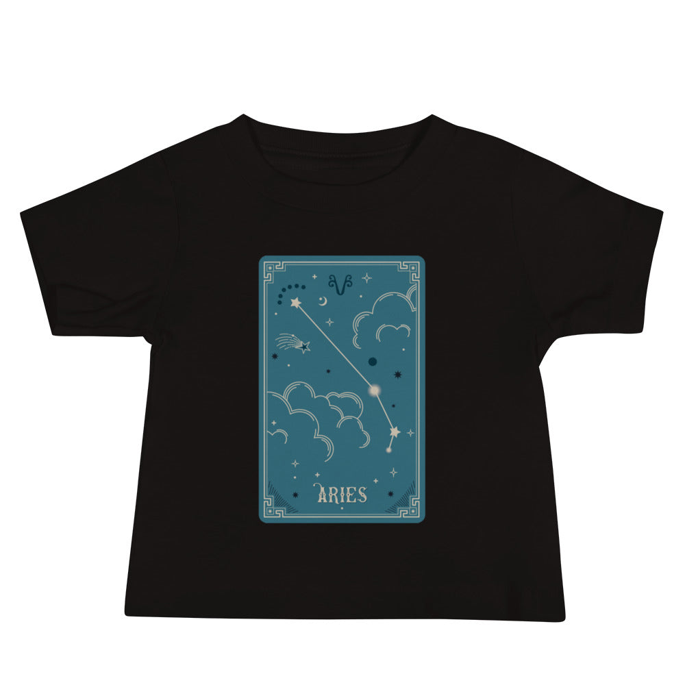 Leodie Aries Blue Constellation Card Baby Tee Black