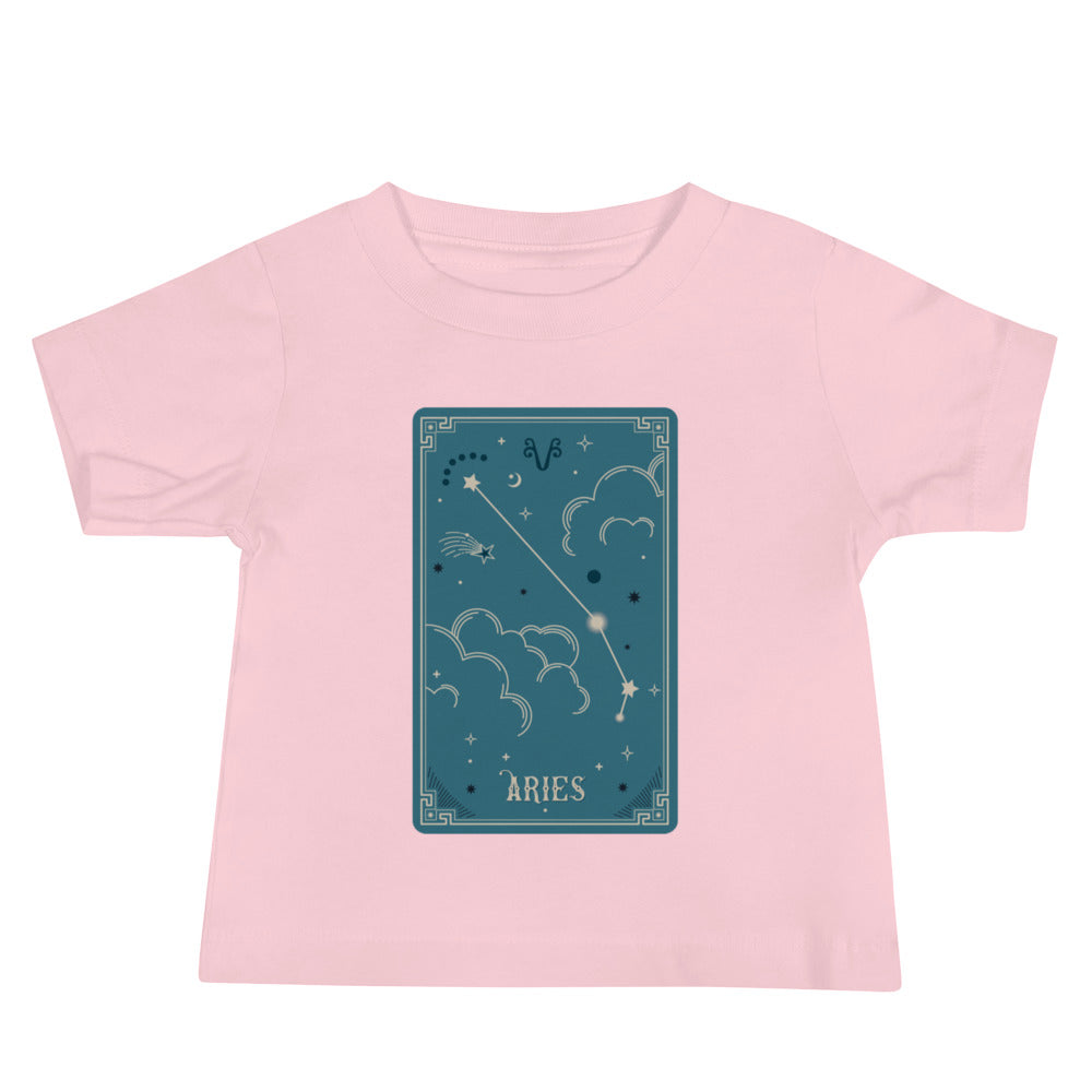 Leodie Aries Blue Constellation Card Baby Tee Pink