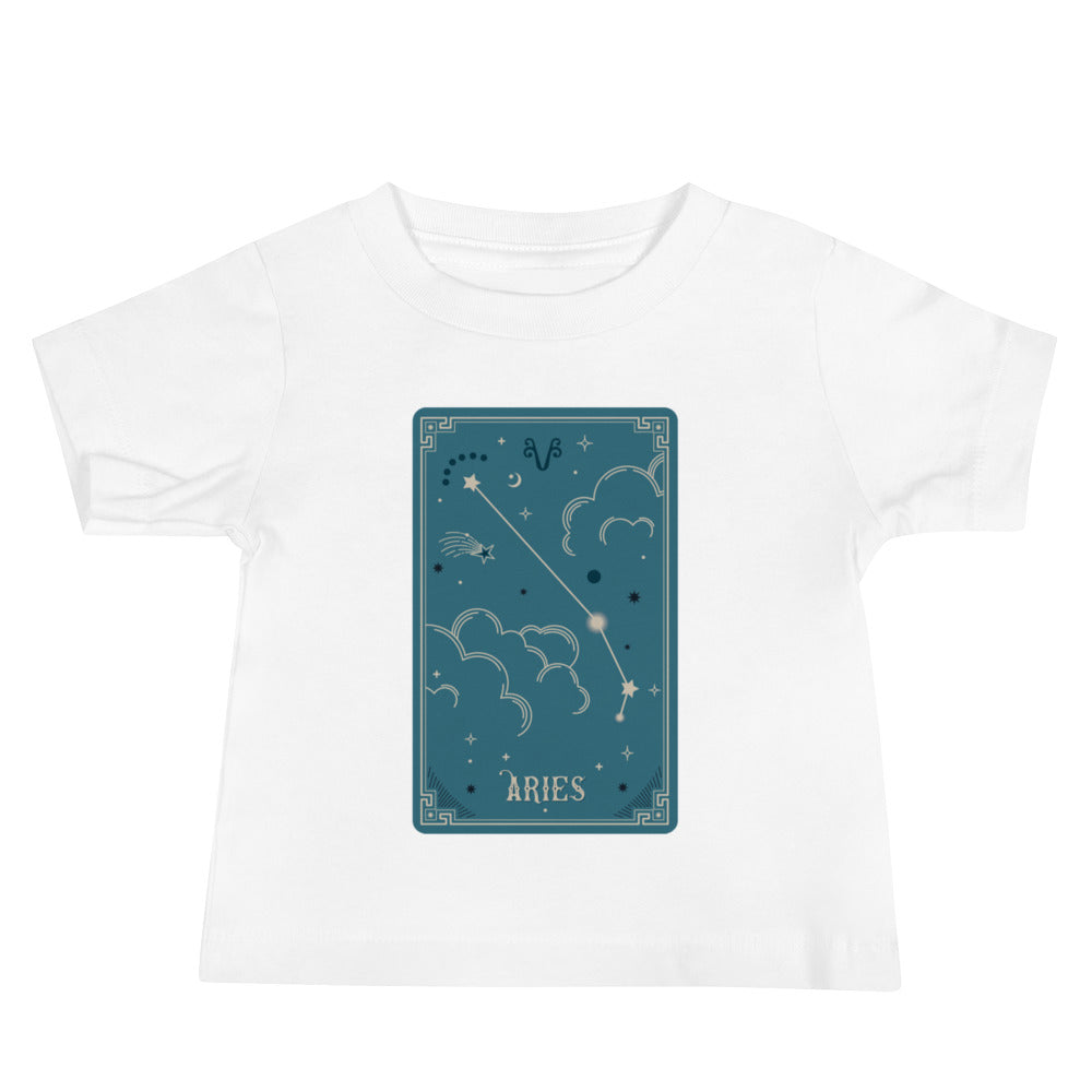 Leodie Aries Blue Constellation Card Baby Tee White