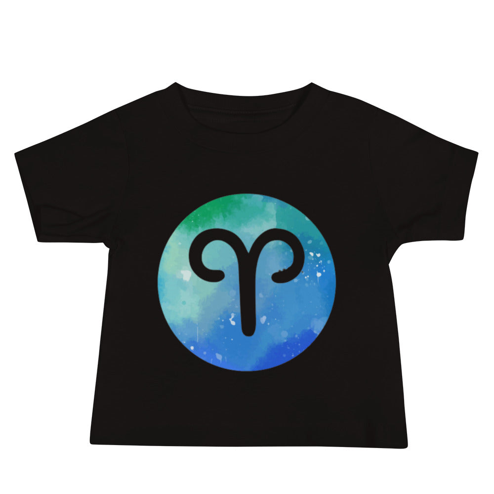 Leodie Blue Nebula Aries Symbol Baby Tee Black