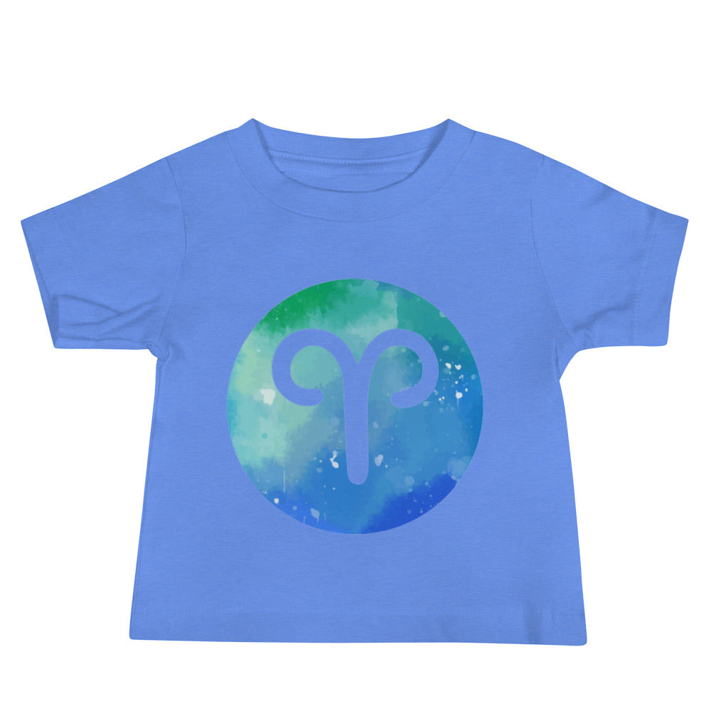 Leodie Blue Nebula Aries Symbol Baby Tee Blue