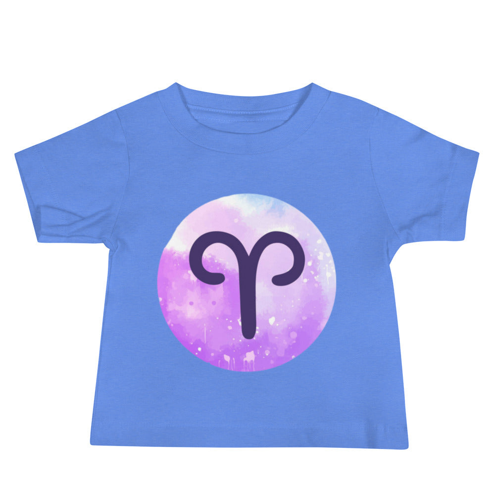 Leodie Purple Nebula Aries Symbol Baby Tee Blue