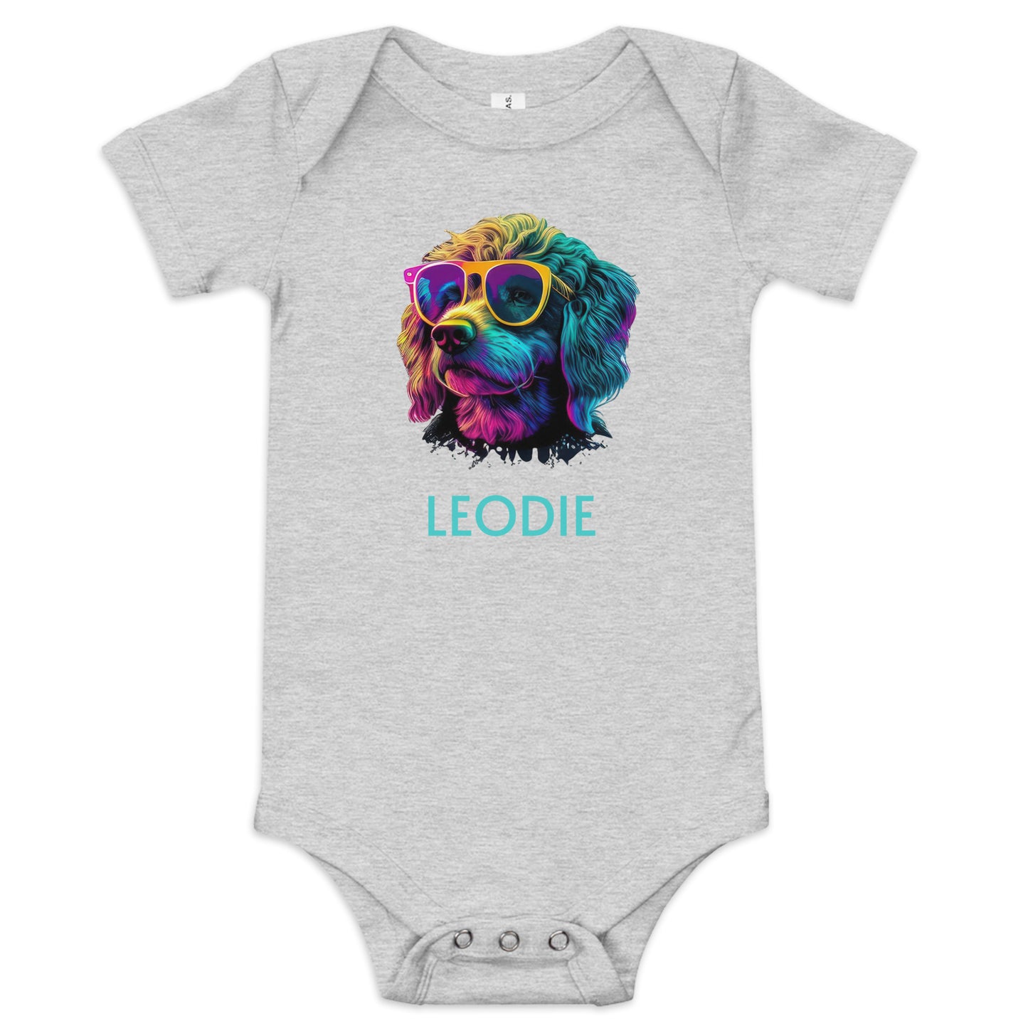 Customizable Vaporwave Labradoodle Baby Onesie