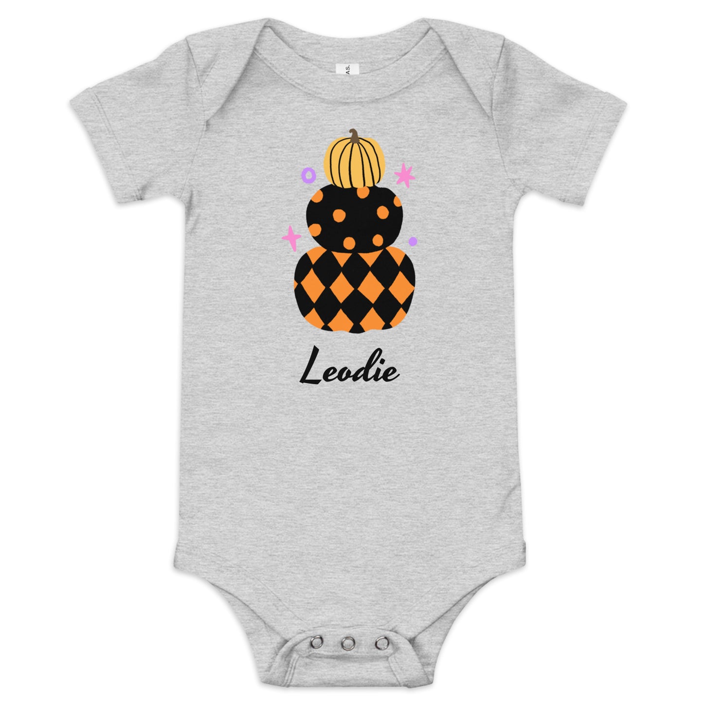 Harlequin Halloween Pumpkin Stack Baby Onesie