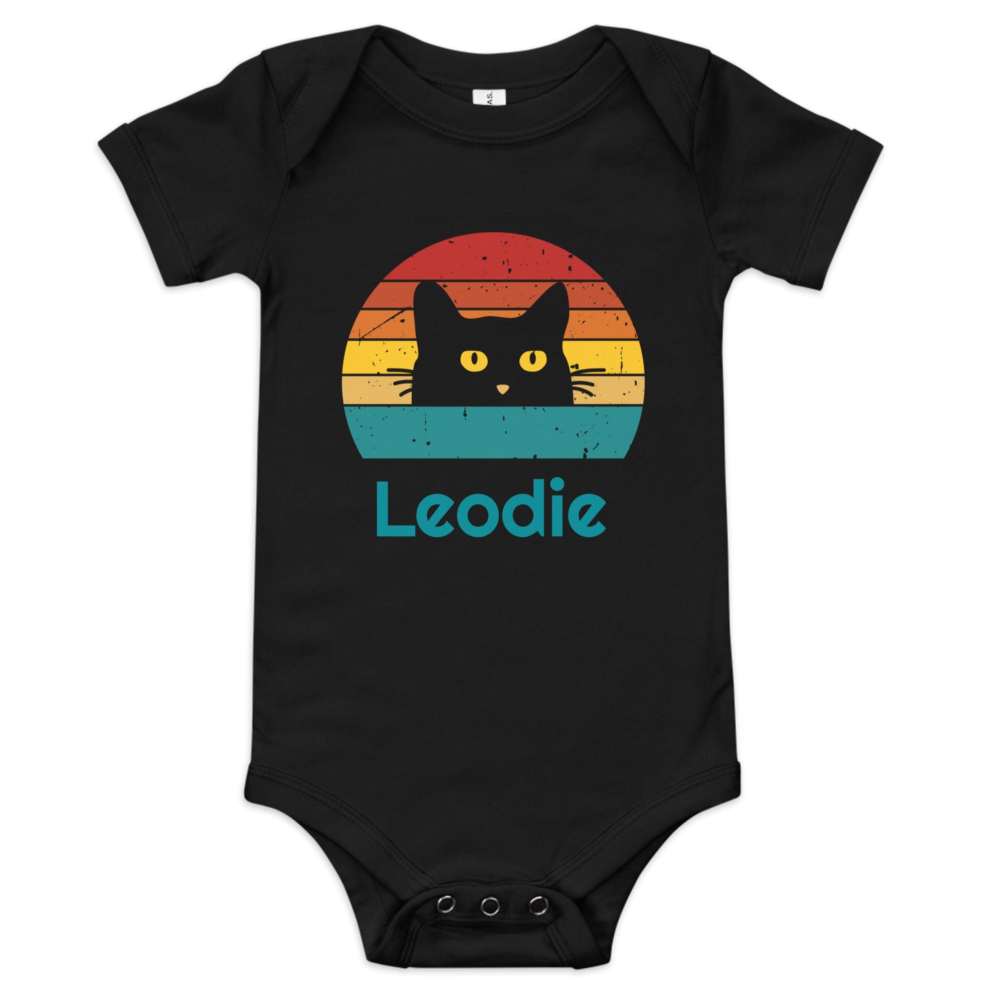 Black Cat Retro Sunset Baby Onesie