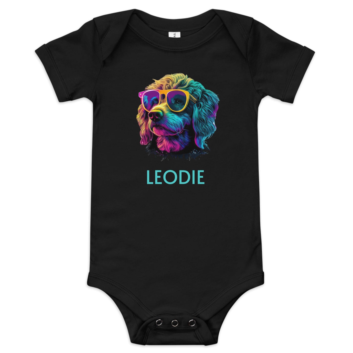 Customizable Vaporwave Labradoodle Baby Onesie