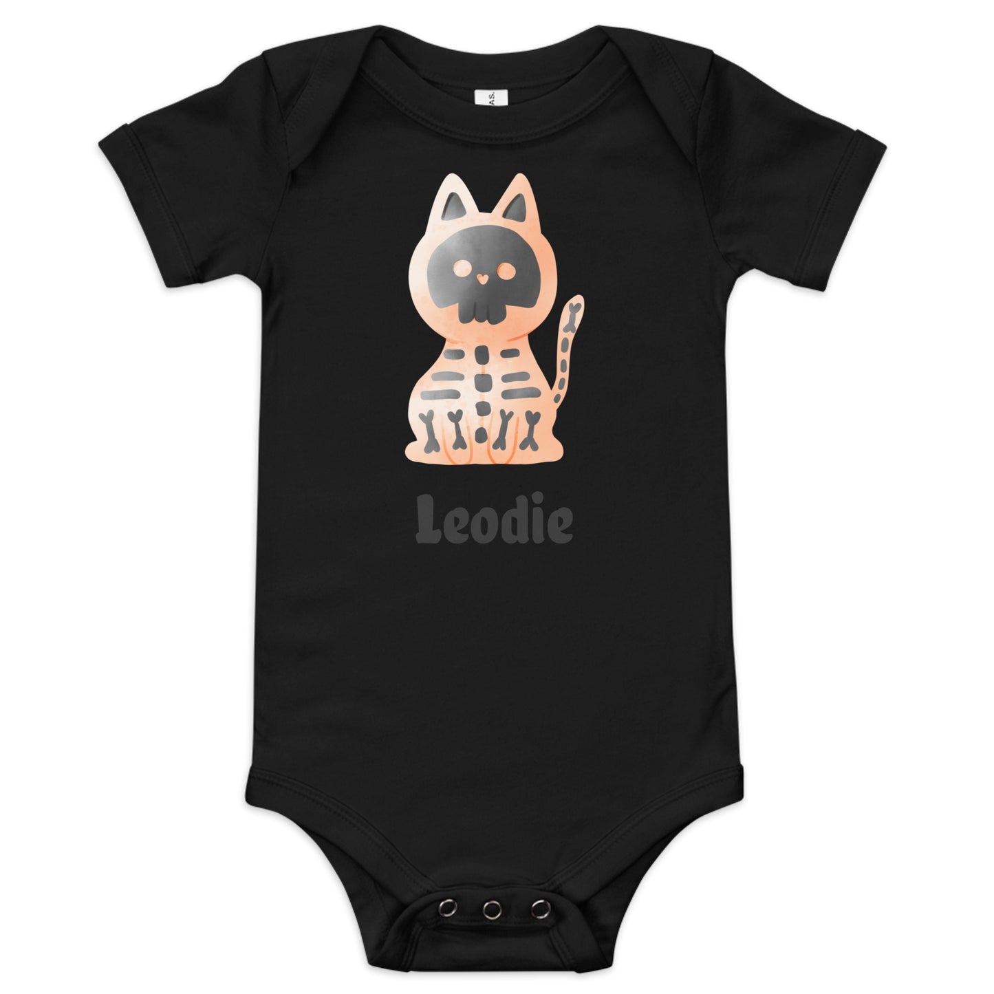Orange & Black Skeleton Cat Baby Onesie