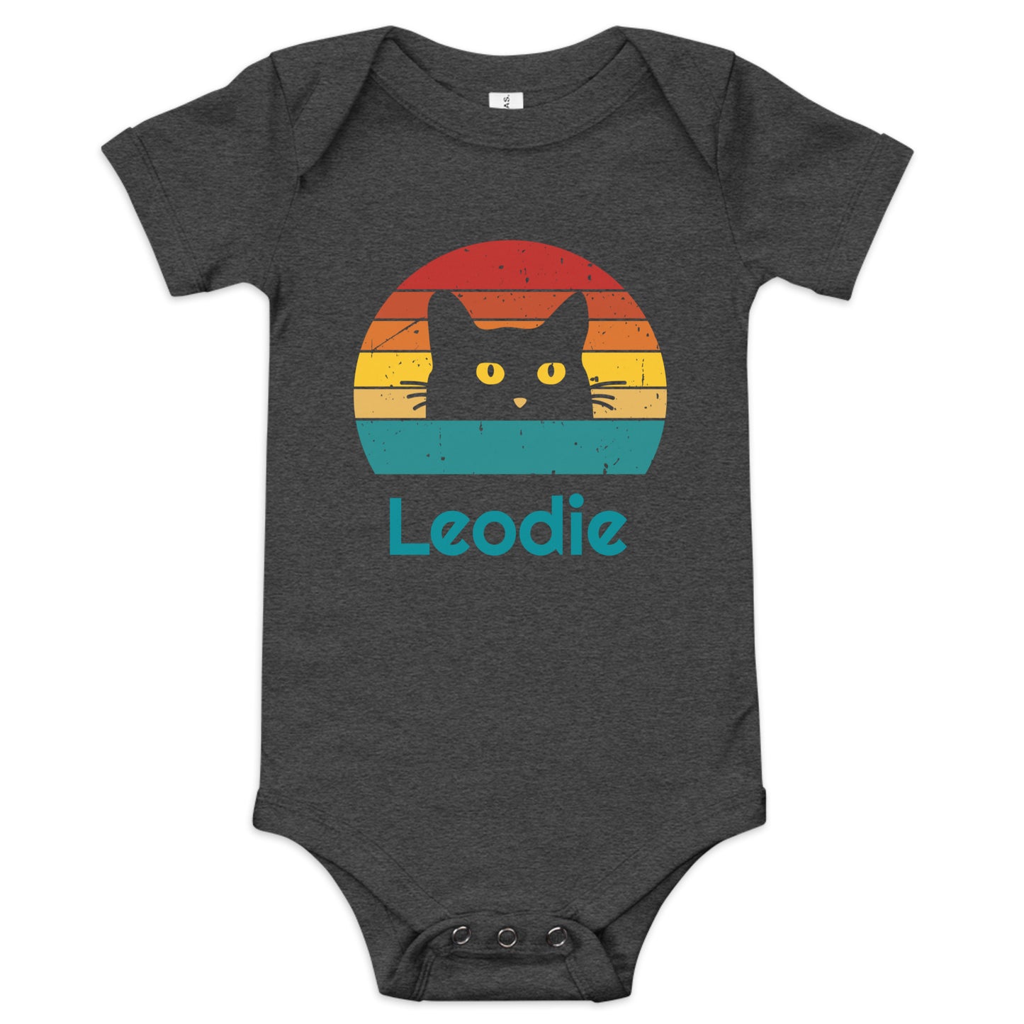 Black Cat Retro Sunset Baby Onesie