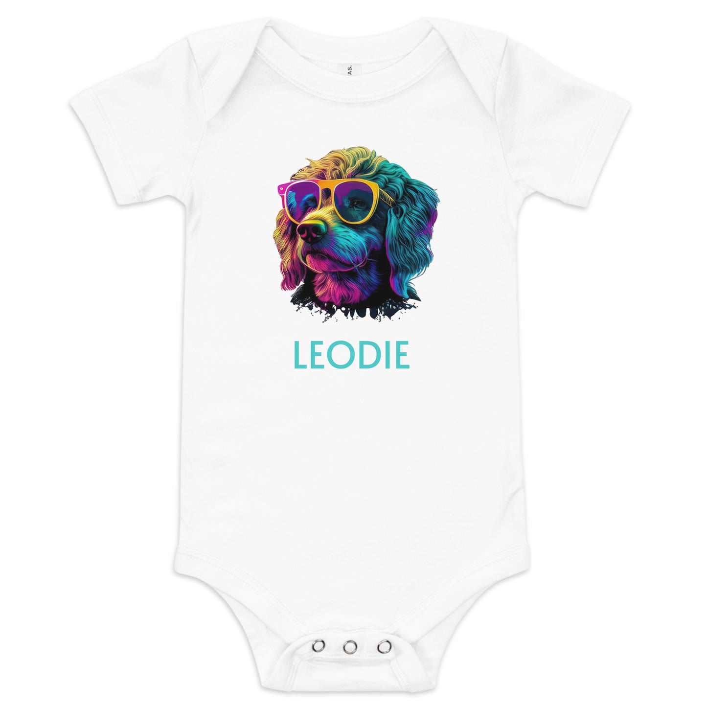 Customizable Vaporwave Labradoodle Baby Onesie