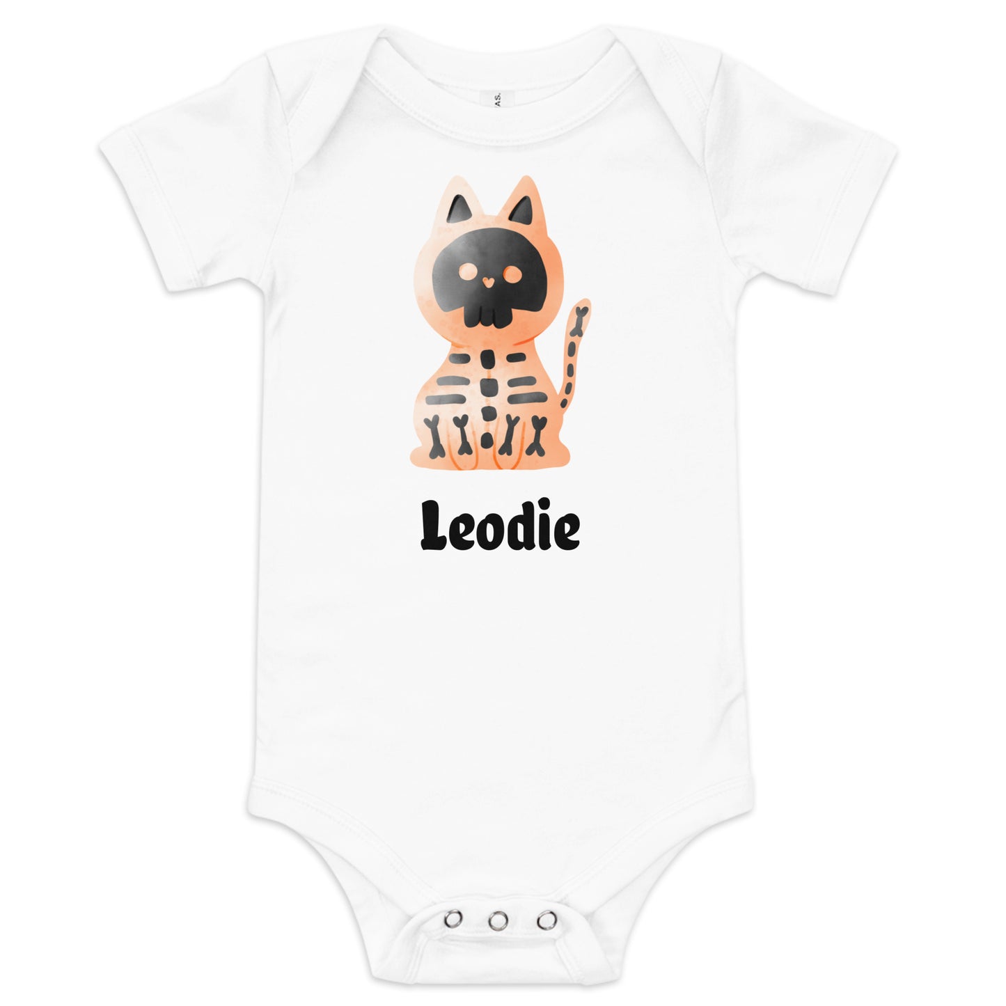Orange & Black Skeleton Cat Baby Onesie