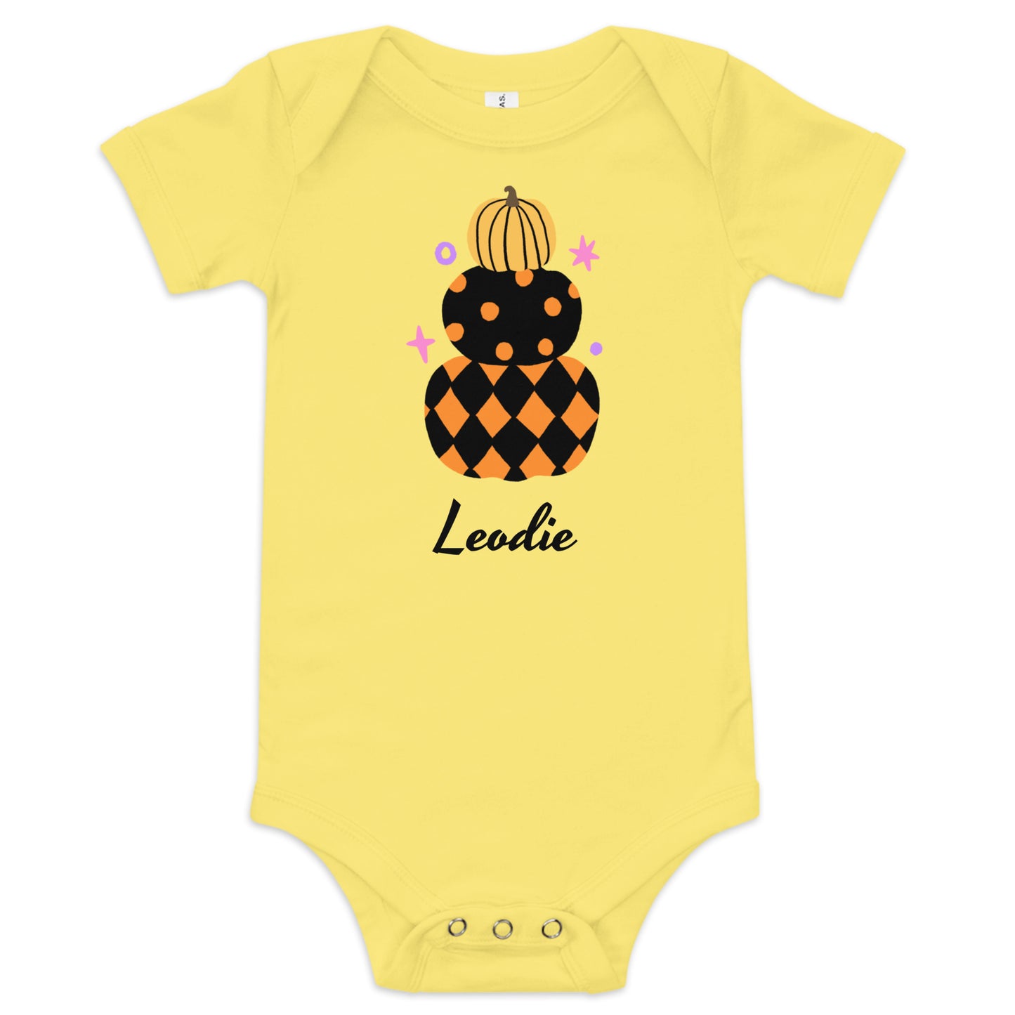 Harlequin Halloween Pumpkin Stack Baby Onesie