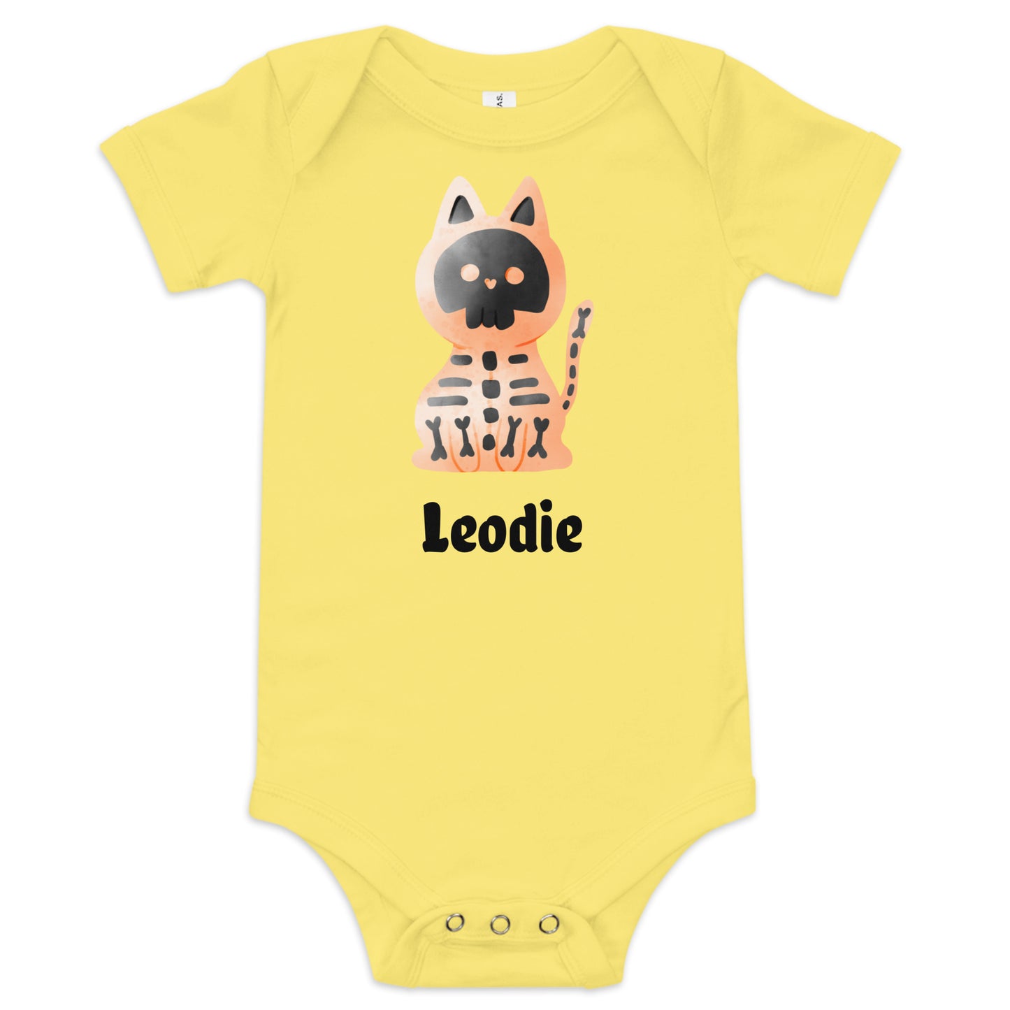 Orange & Black Skeleton Cat Baby Onesie