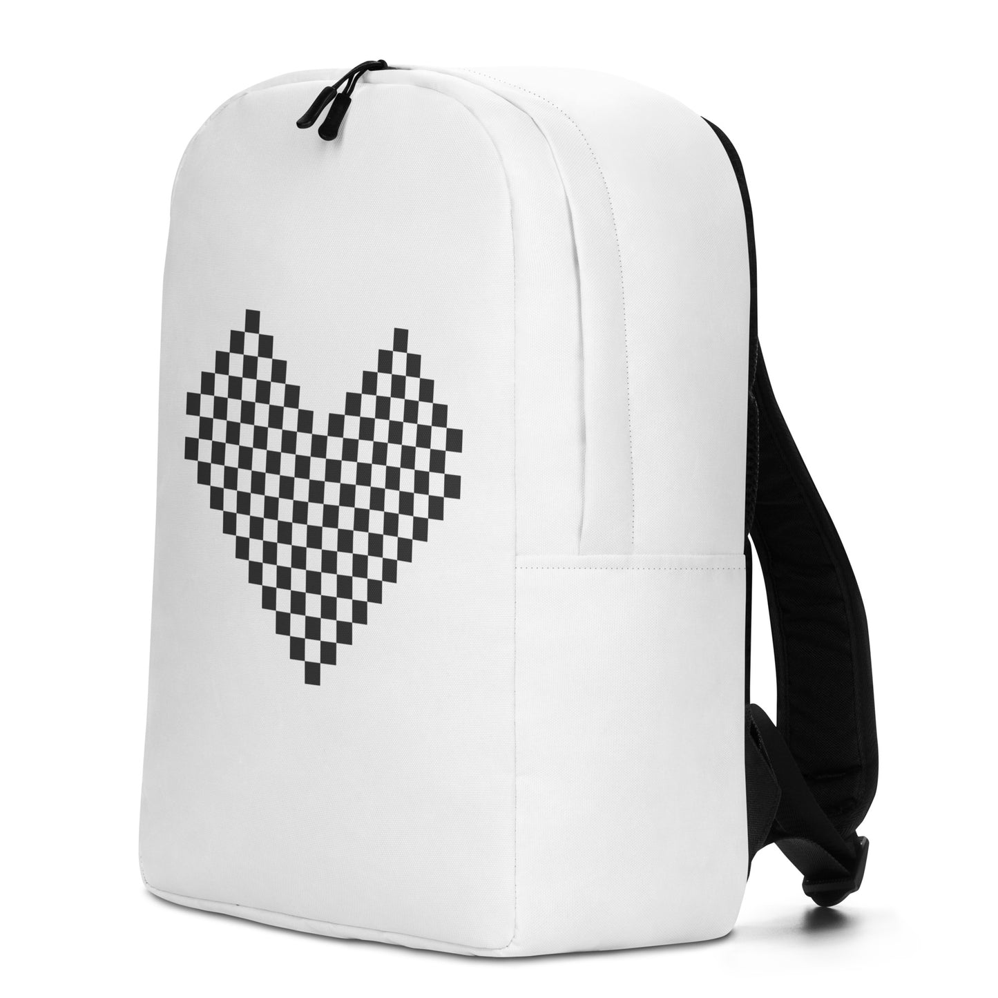 Leodie Black Checker Heart Backpack Left