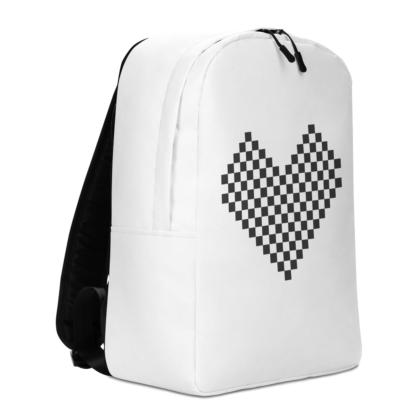 Leodie Black Checker Heart Backpack Right
