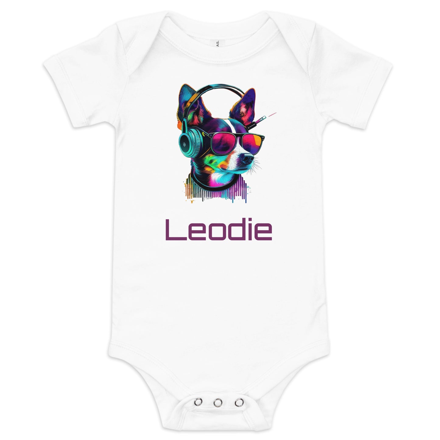 Leodie Color Pop Terrier Baby Onesie White