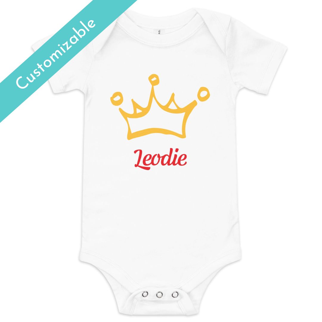Doodle Three Point Crown Baby Onesie White