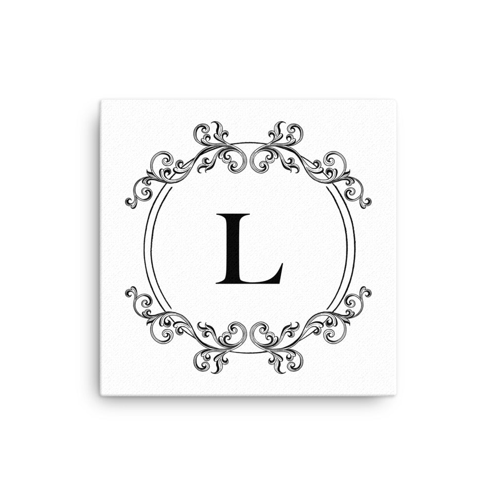 Leodie Flourish Wreath Monogram Thin Canvas Wall Print