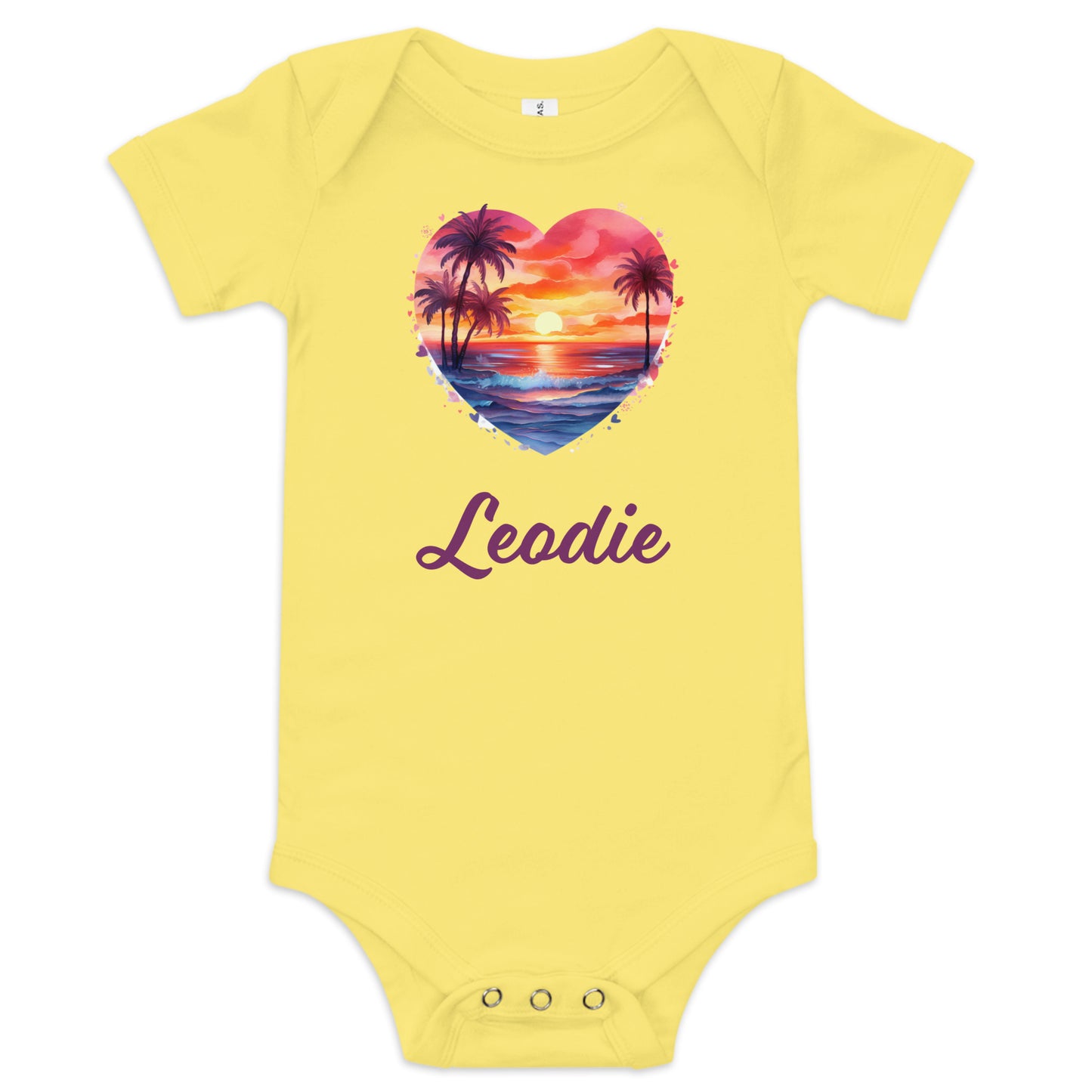 Leodie Heart Sunset Baby Onesie Yellow