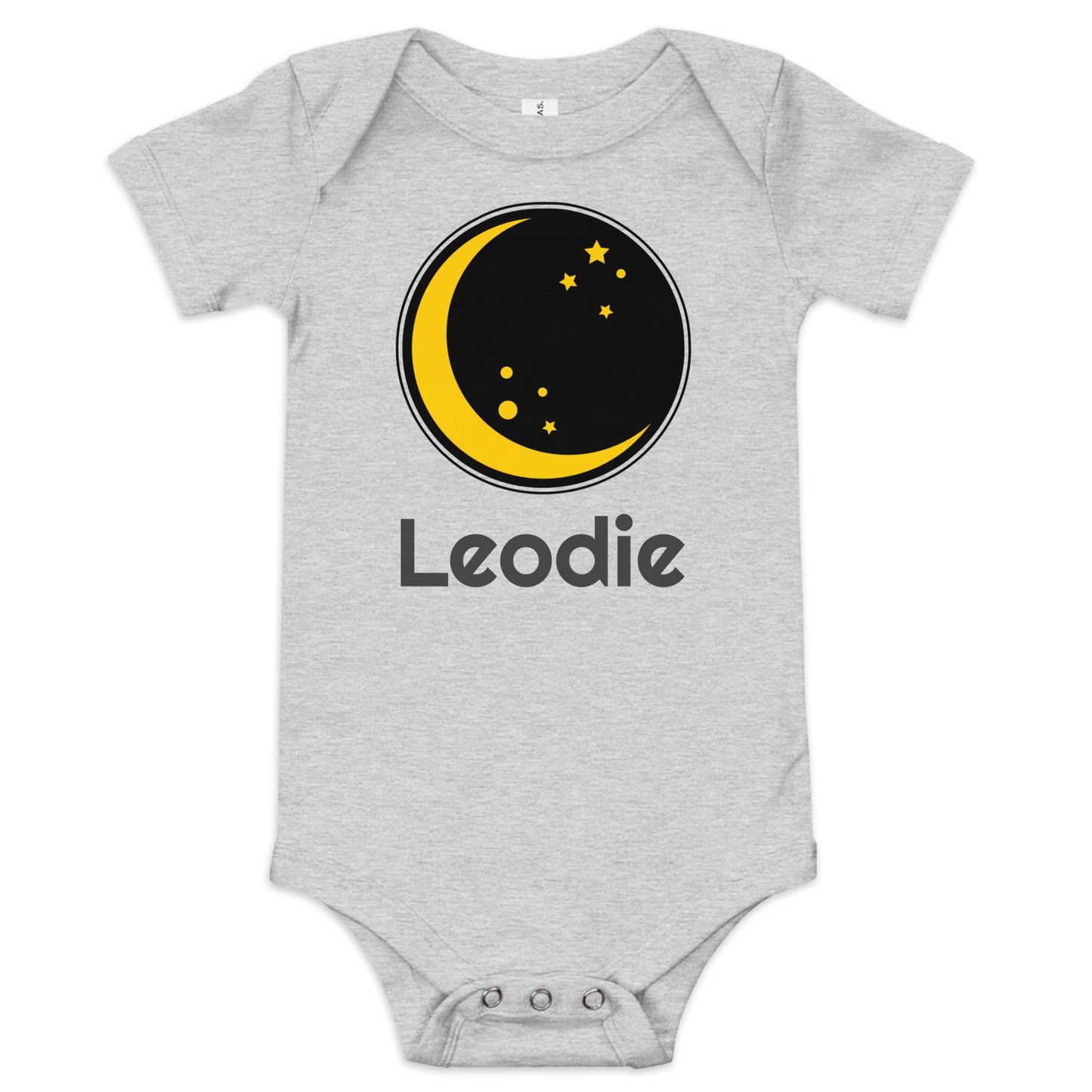 Leodie Crescent Moon and Stars Baby Onesie Grey