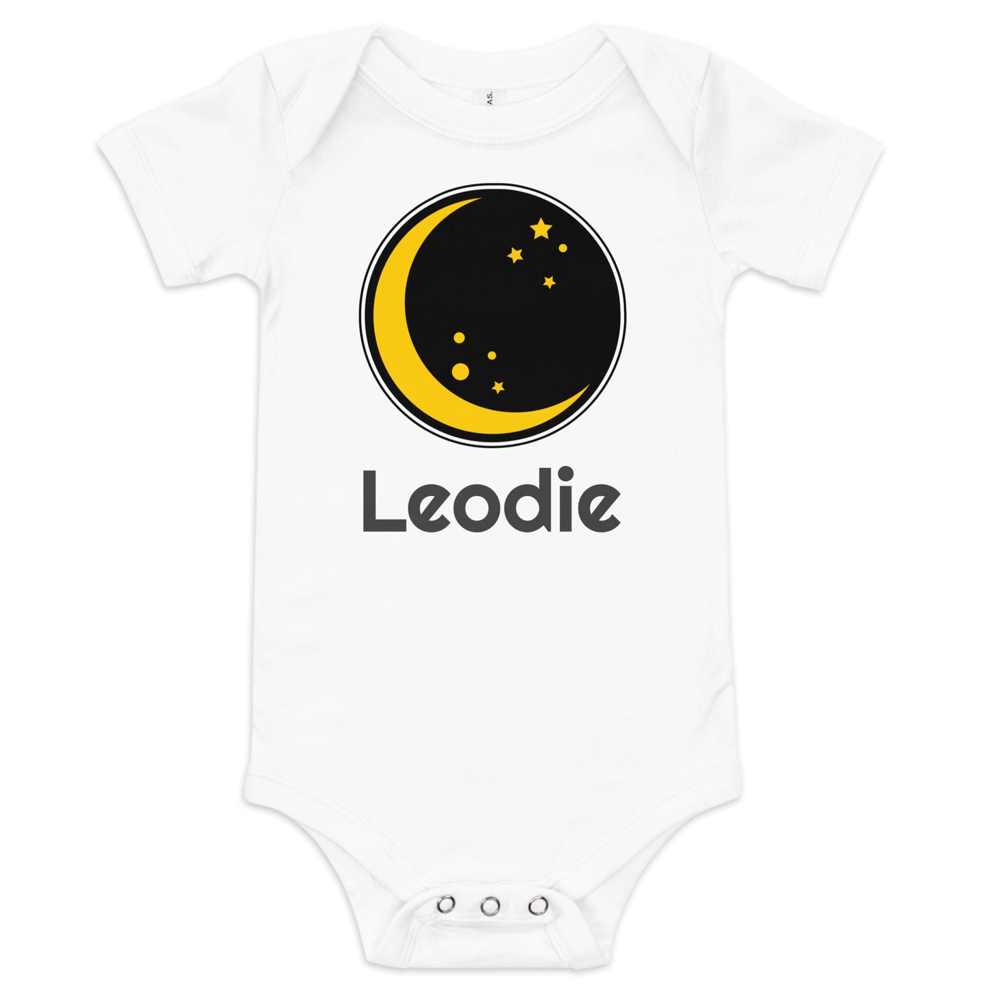 Leodie Crescent Moon and Stars Baby Onesie White