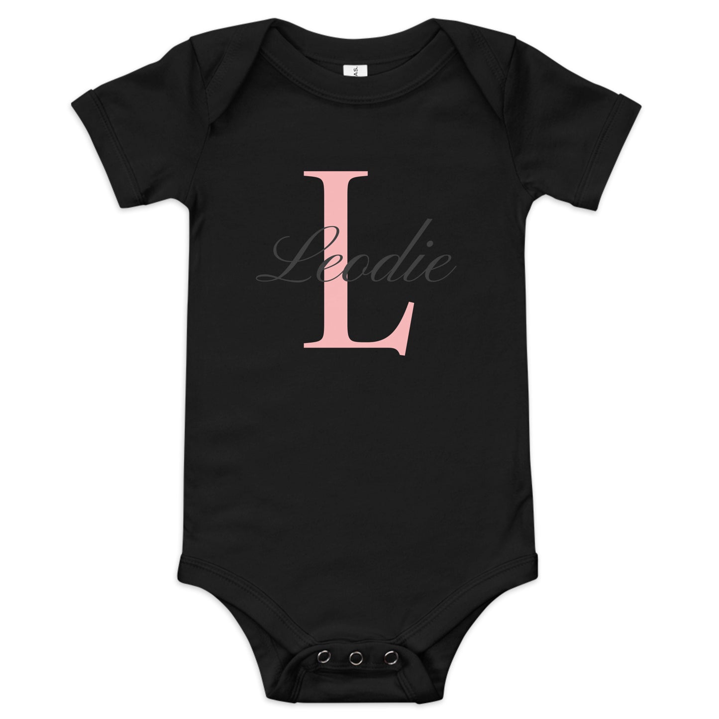 Leodie Delicate Monogram With Overlay Baby Onesie Black