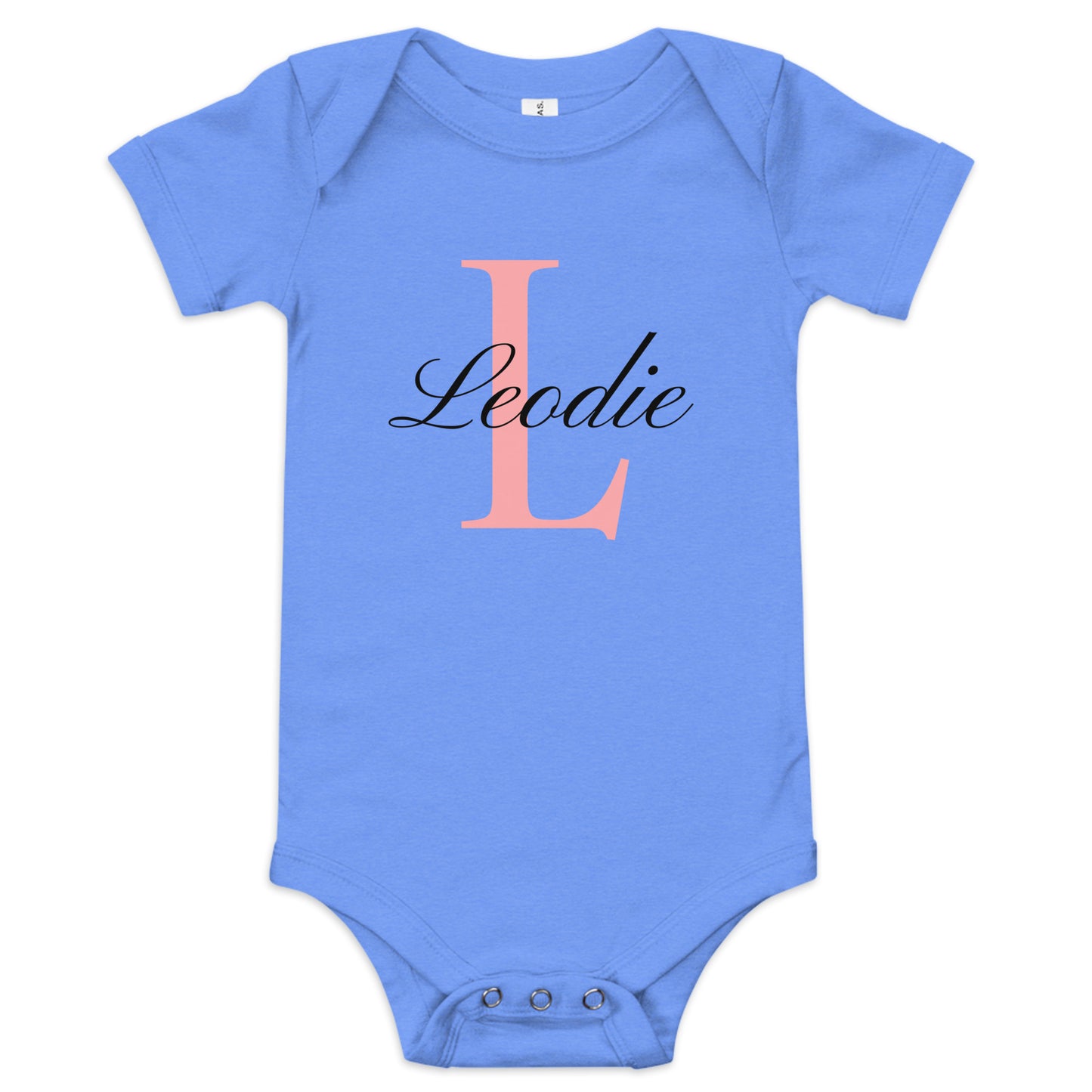 Leodie Delicate Monogram With Overlay Baby Onesie Blue