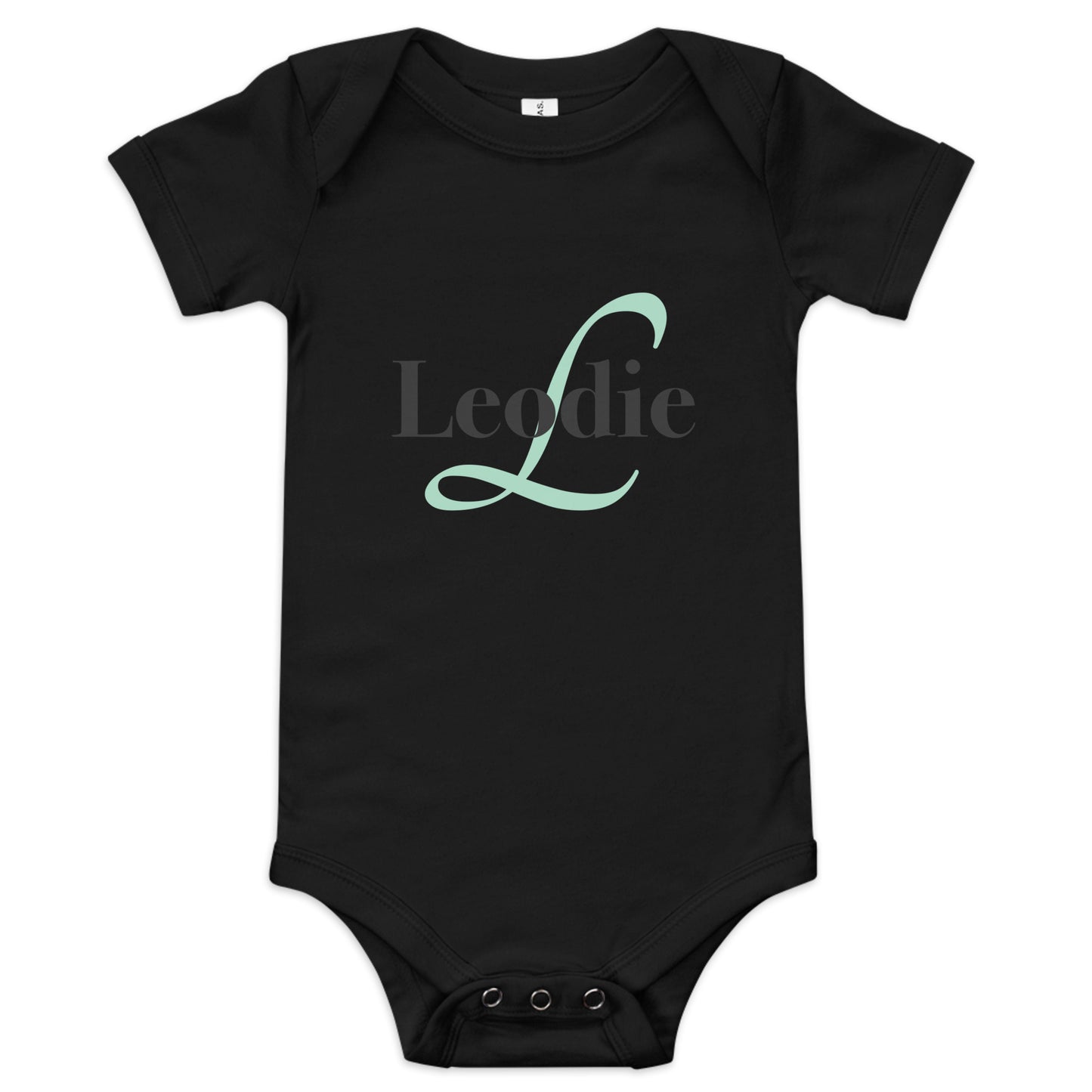 Leodie Elegant Monogram With Overlay Baby Onesie Black