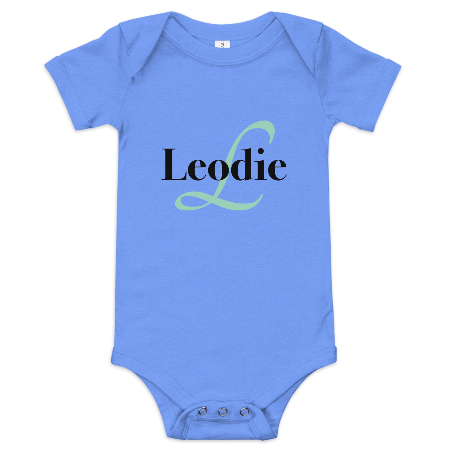 Leodie Elegant Monogram With Overlay Baby Onesie Blue
