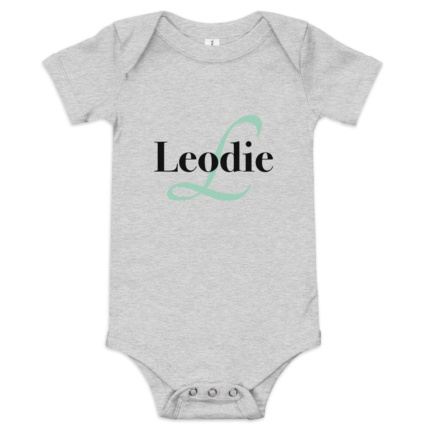 Leodie Elegant Monogram With Overlay Baby Onesie Grey
