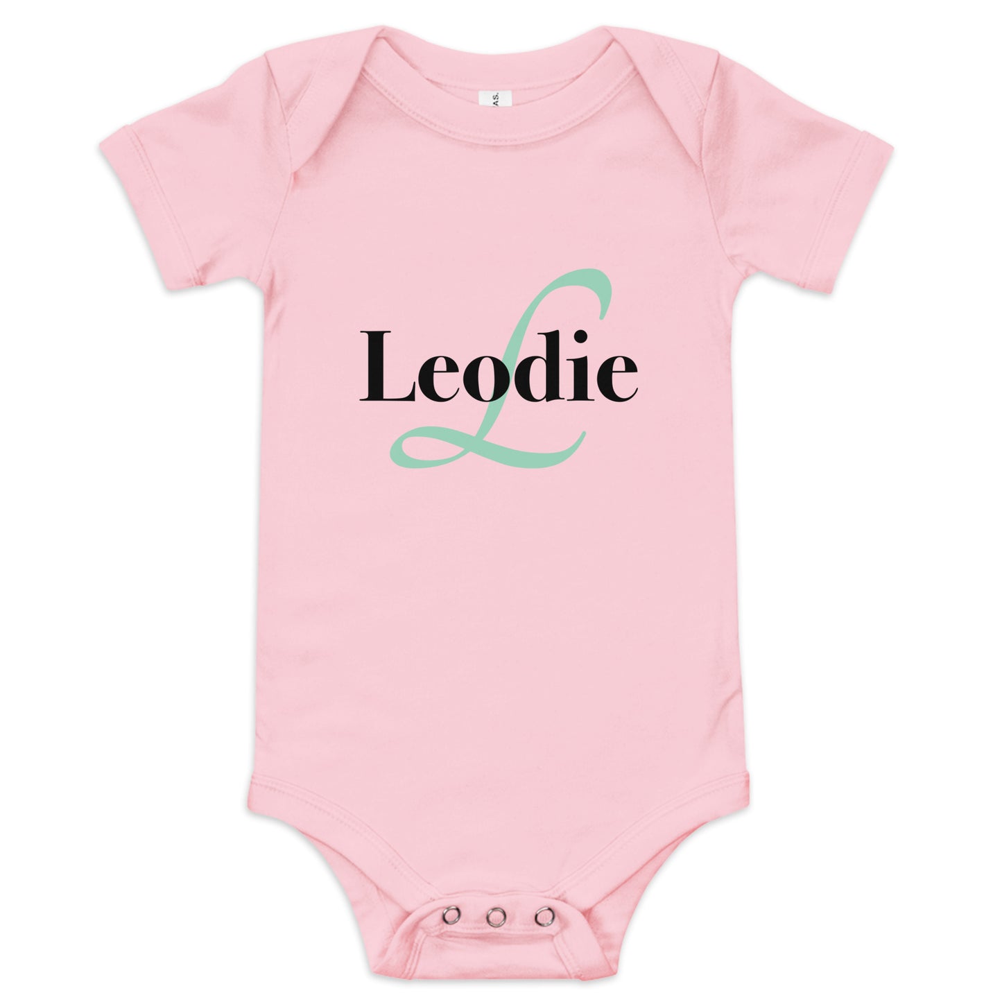 Leodie Elegant Monogram With Overlay Baby Onesie Pink