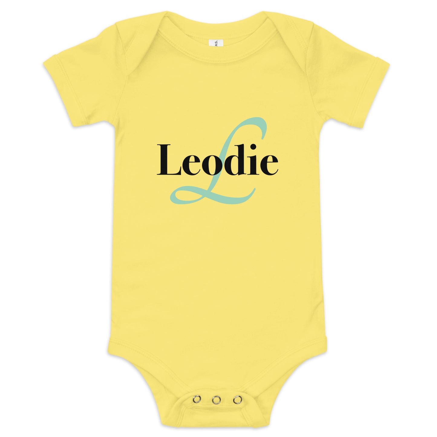 Leodie Elegant Monogram With Overlay Baby Onesie Yellow
