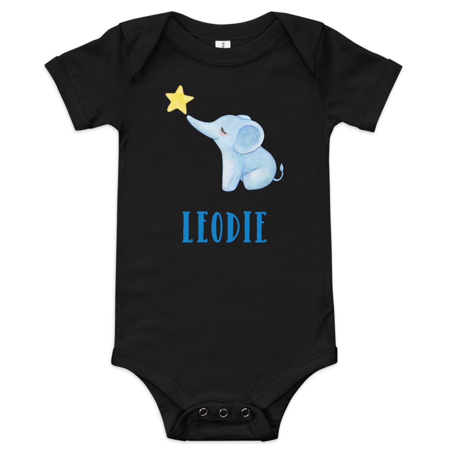 Leodie Elephant Star Baby Onesie Black