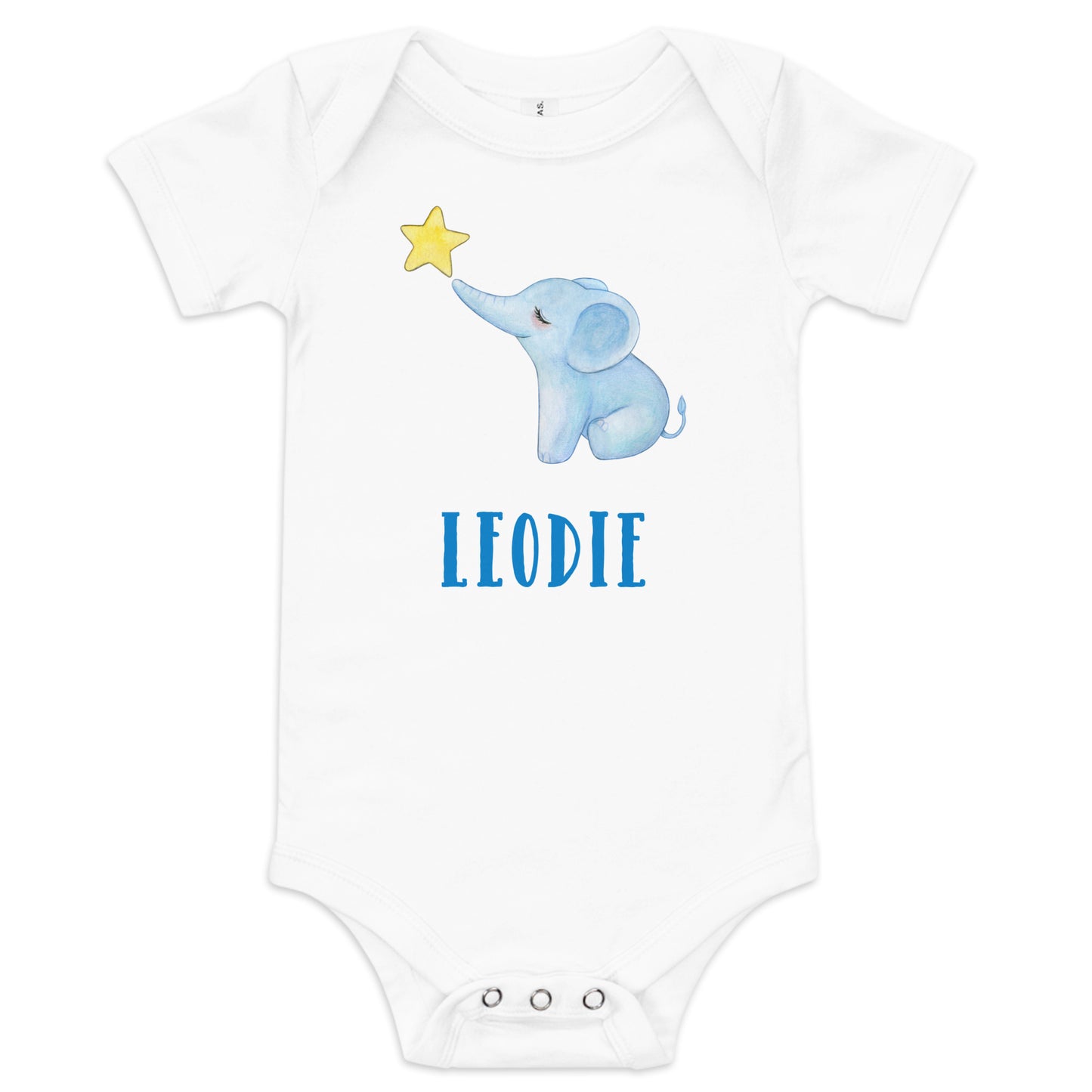 Leodie Elephant Star Baby Onesie White