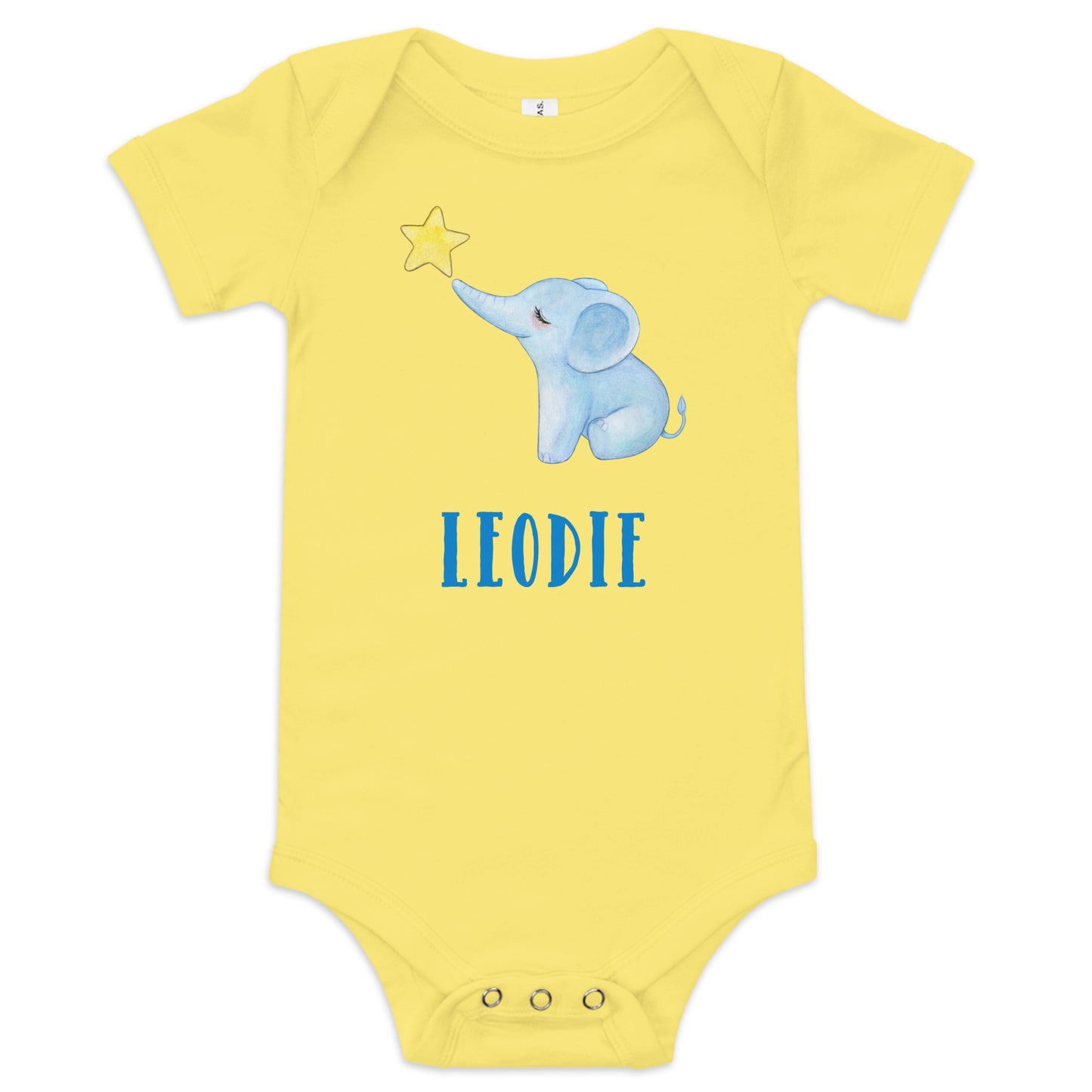 Leodie Elephant Star Baby Onesie Yellow