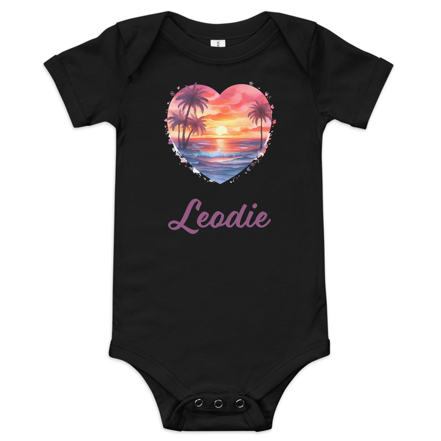 Leodie Heart Sunset Baby Onesie Black