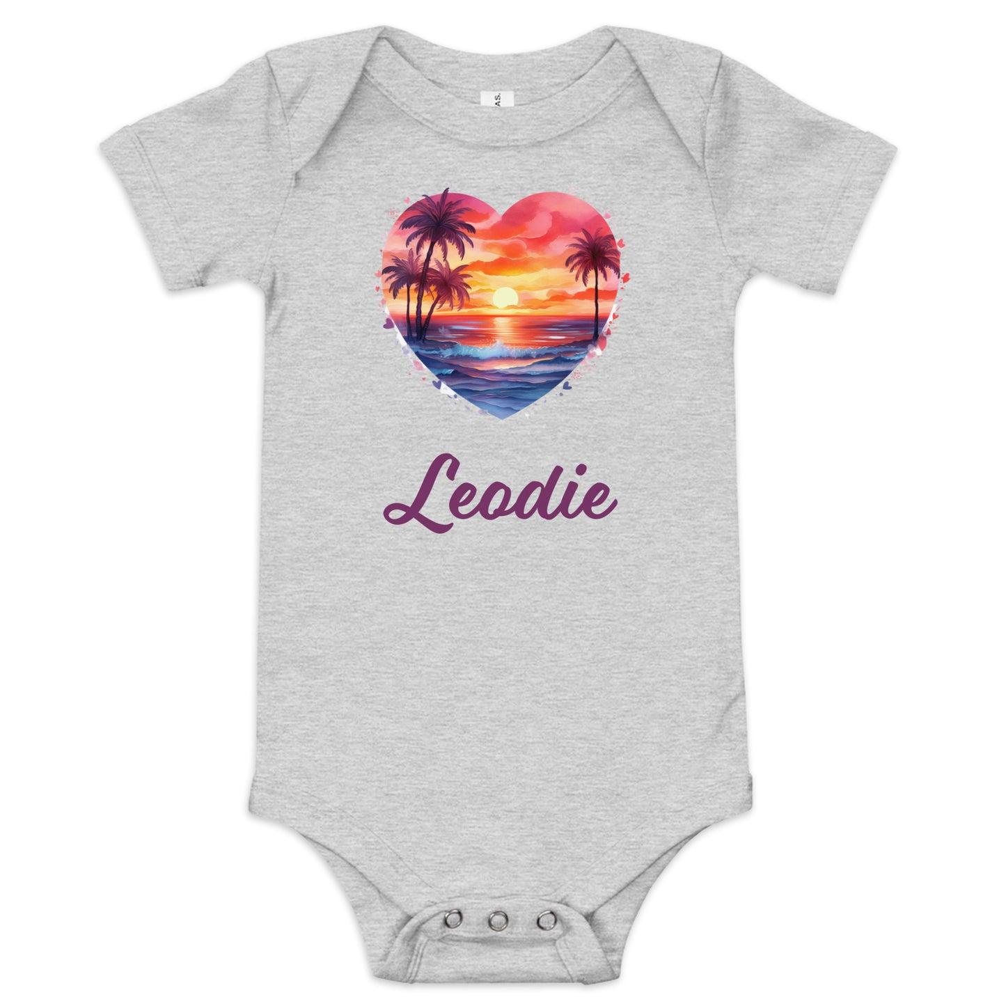 Leodie Heart Sunset Baby Onesie Grey