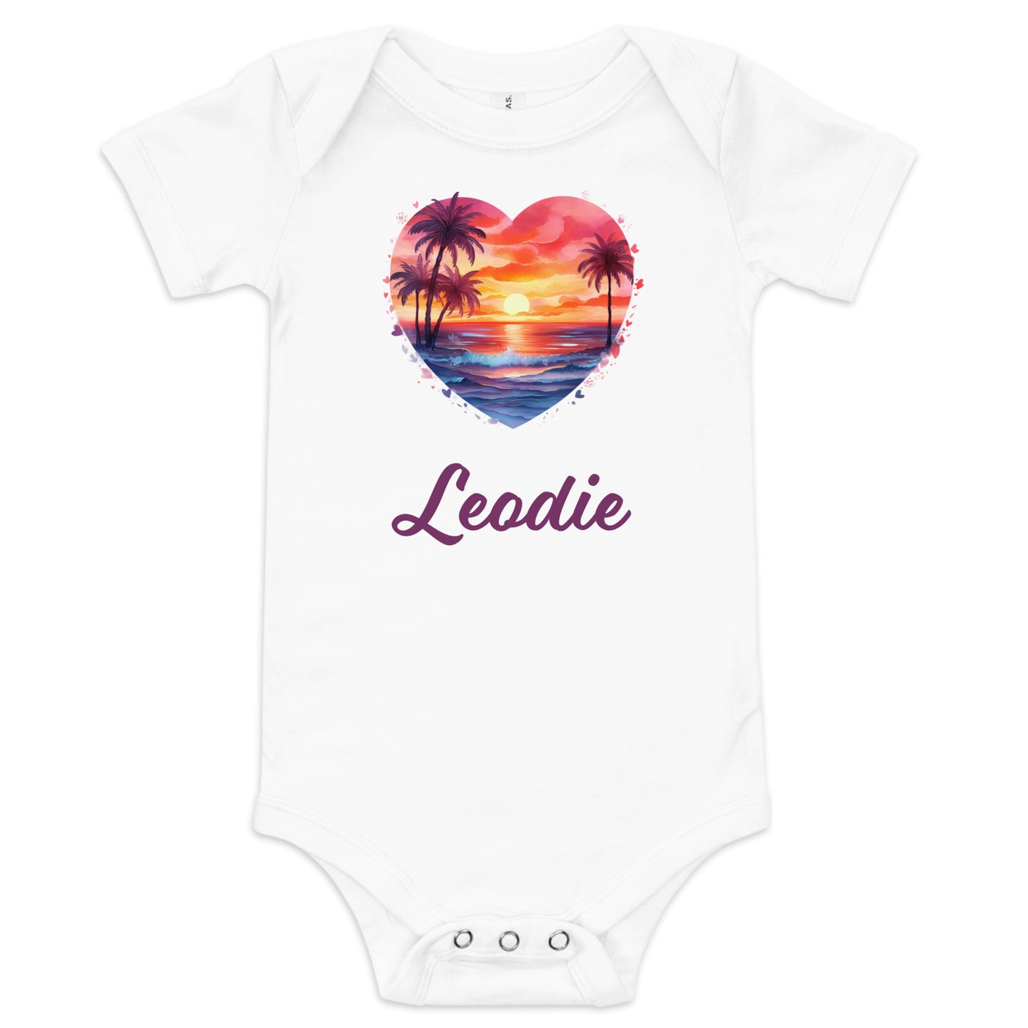 Leodie Heart Sunset Baby Onesie White