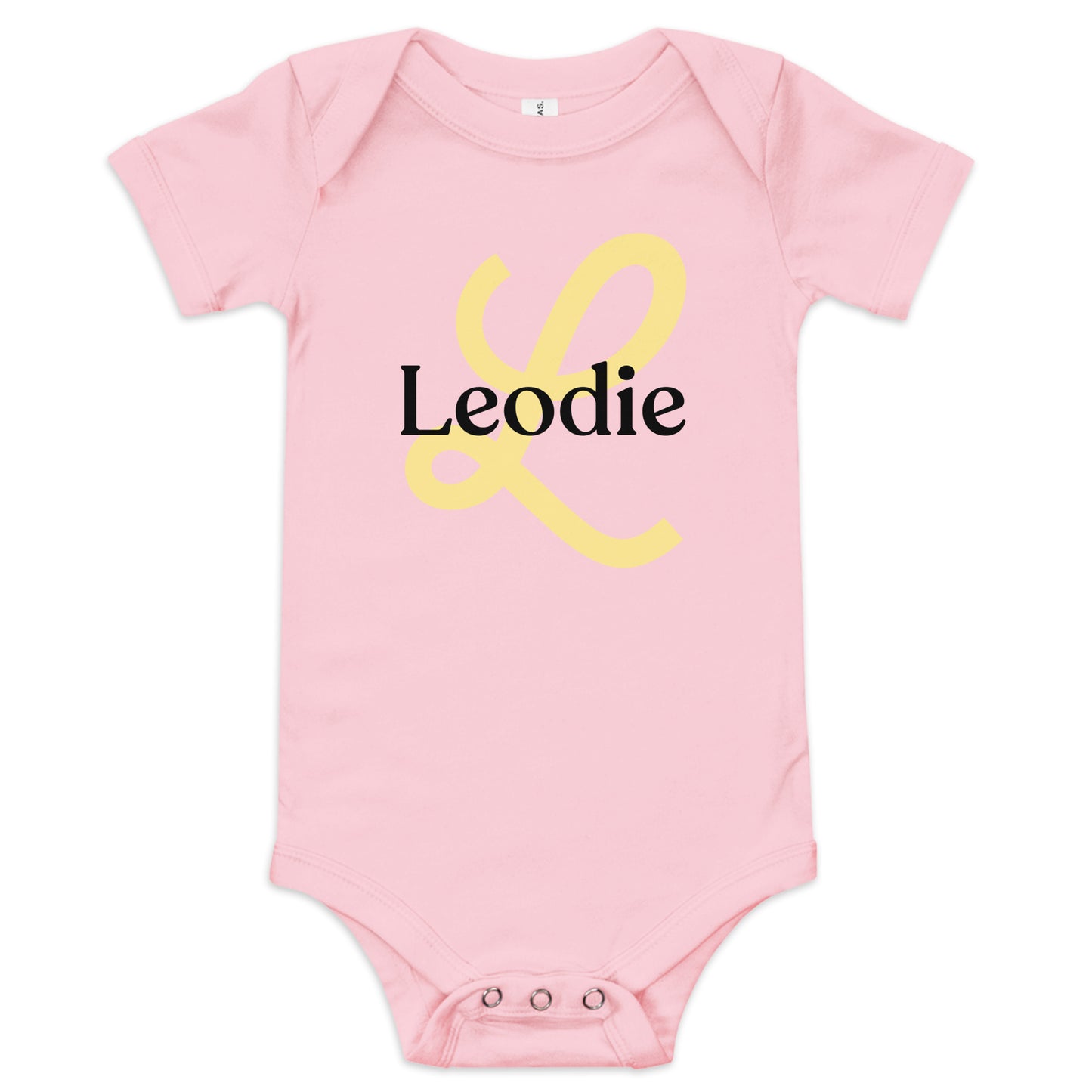 Leodie Joy Monogram With Overlay Baby Onesie Pink