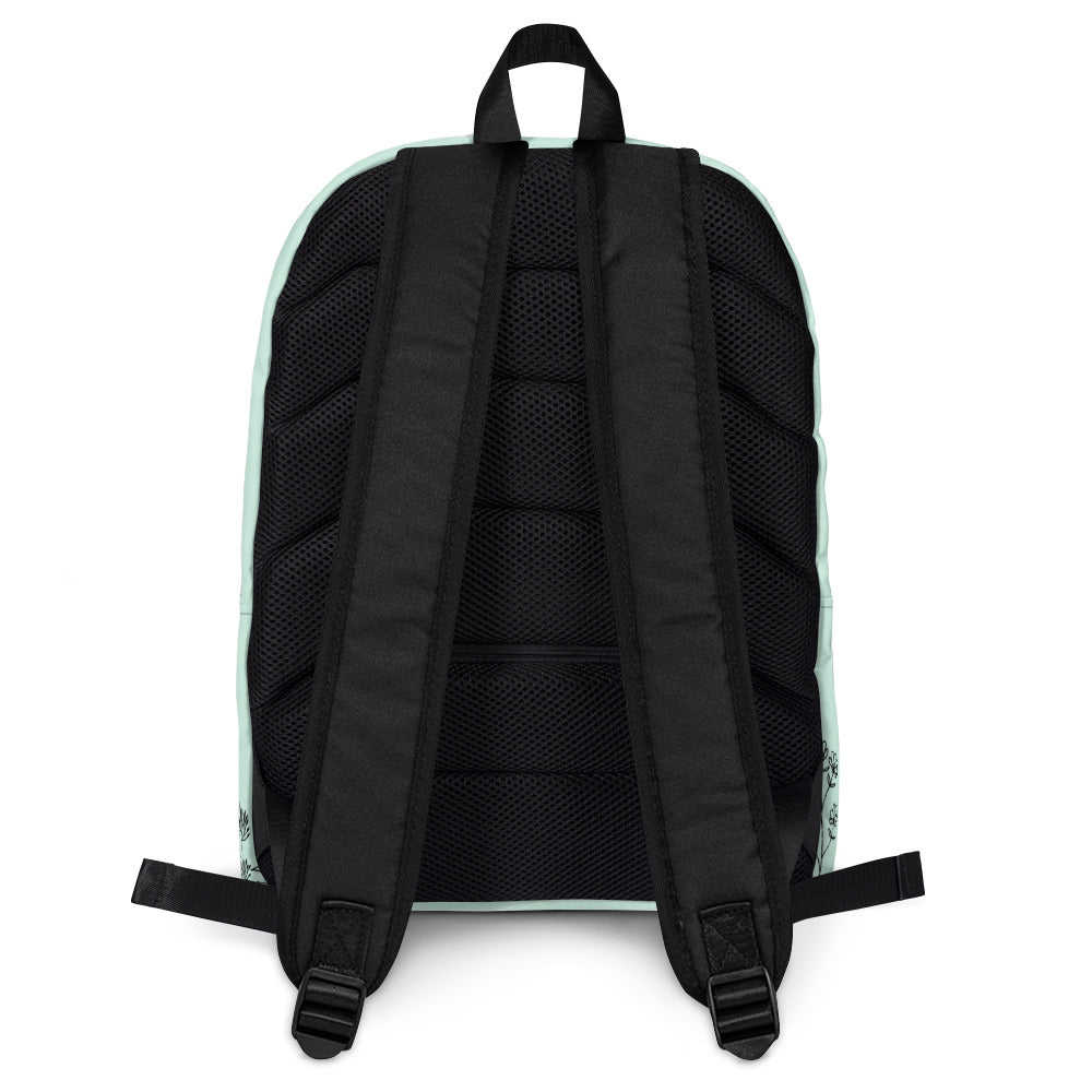 Leodie Mint Wildflower Backpack Back