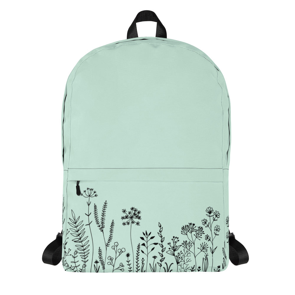 Leodie Mint Wildflower Backpack Front