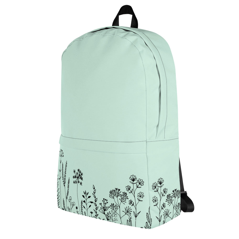 Leodie Mint Wildflower Backpack Left