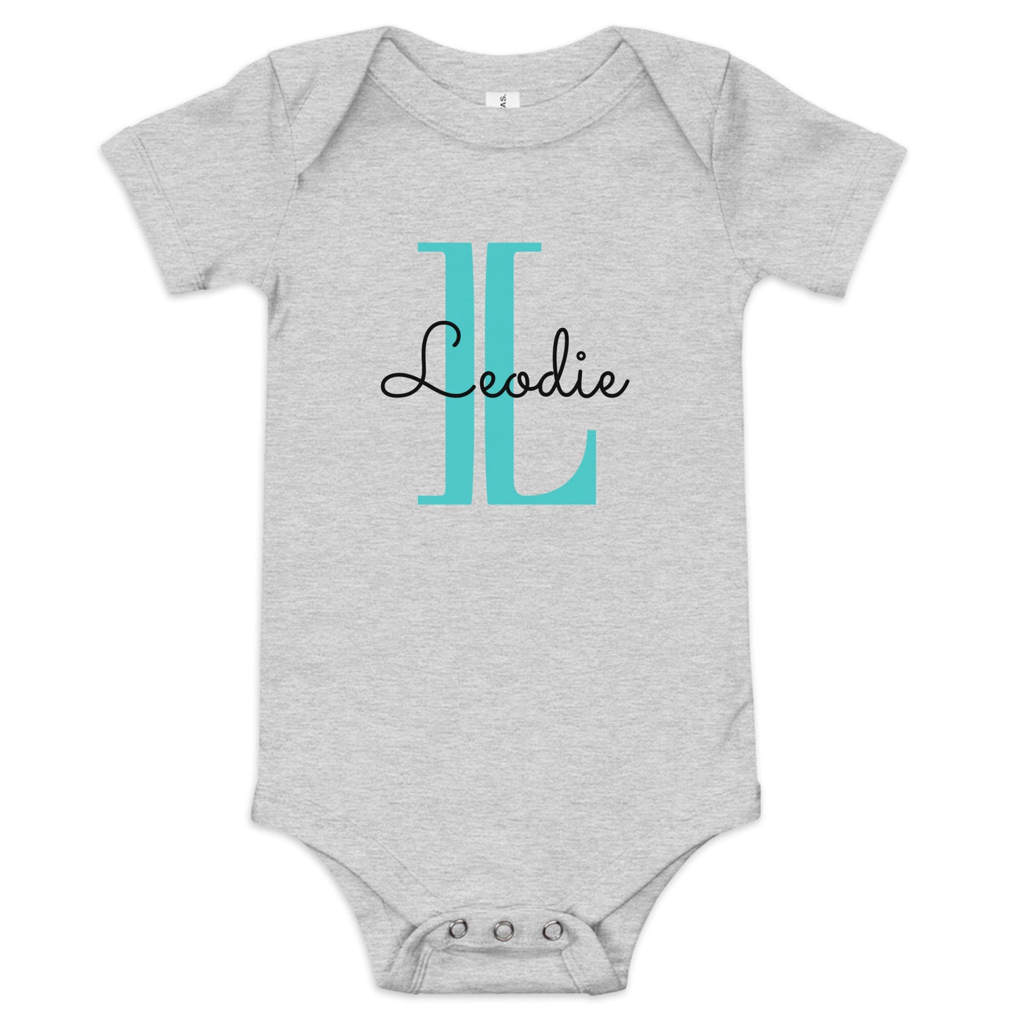 Leodie Overlay Monogram Baby Onesie Grey