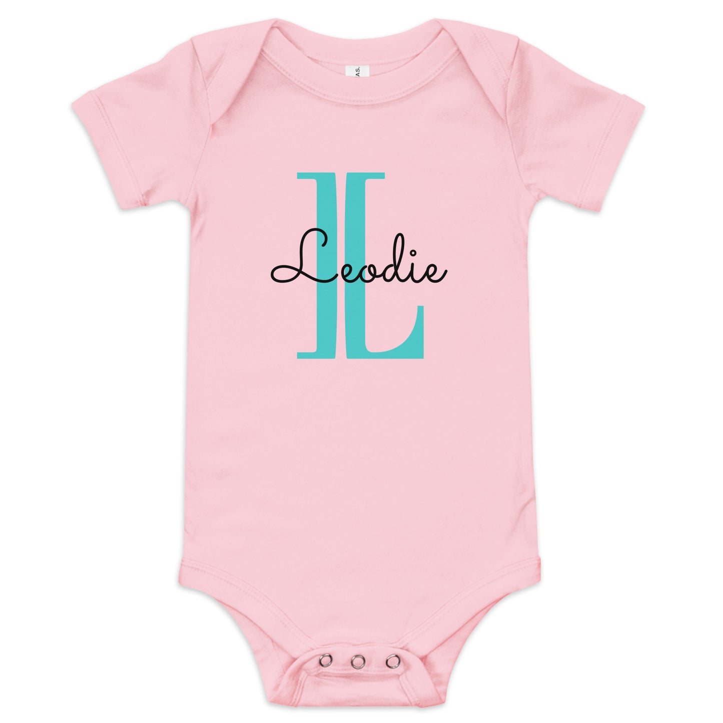 Leodie Overlay Monogram Baby Onesie Pink
